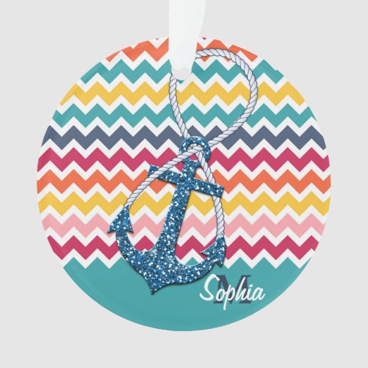 Mooie nep glitter-nautische anker oneindig ornament (voorkant)