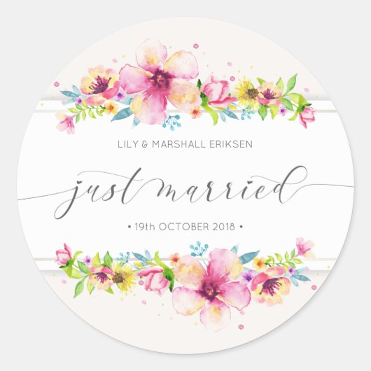Mooie net getrouwde bruiloft | Sticker-afdichting Ronde Sticker (Voorkant)