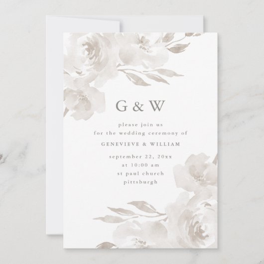 Mooie neurale Floral met Monogrammen bruiloft Kaart (Voorkant)