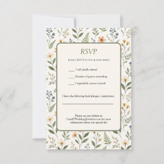 Mooie neutraal gekleurde wilde bloemen Aards RSVP Kaartje