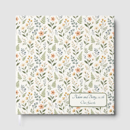 Mooie neutrale, aardetone wilde bloemen gastenboek