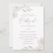 Mooie Neutrale Bloemen met Kalligrafie Bruiloft Kaart (Voorkant)