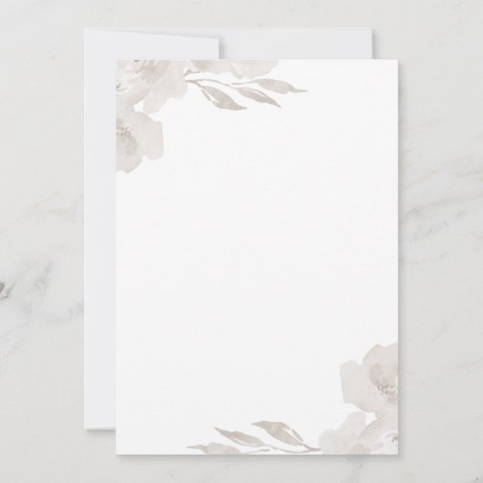 Mooie Neutrale Bloemen met Kalligrafie Bruiloft Kaart (Achterkant)