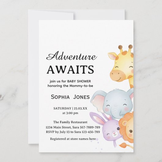 Mooie Neutrale Bosdieren Baby Shower Kaart (Voorkant)