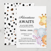 Mooie Neutrale Bosdieren Baby Shower Kaart (Voorkant / Achterkant)