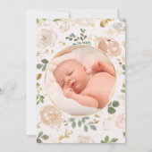Mooie neutrale Florals | Foto terug Baptisme Kaart (Achterkant)