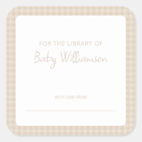 Mooie neutrale geruite gingham babyshower-boekplaa