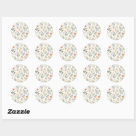 Mooie Neutrale Wilde Bloemen Zachte Aardetinten Ronde Sticker