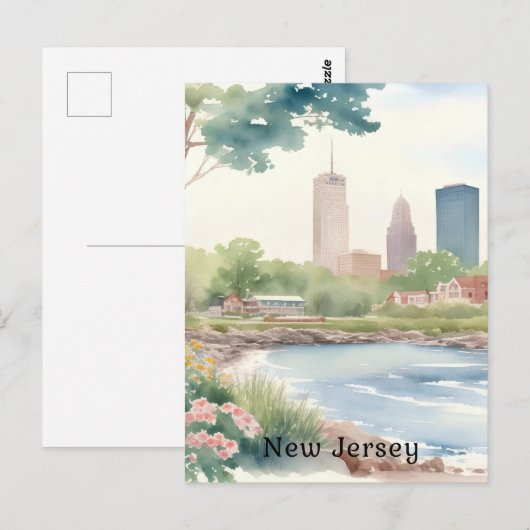 Mooie New Jersey Waterverf Art Briefkaart (Voorkant / Achterkant)