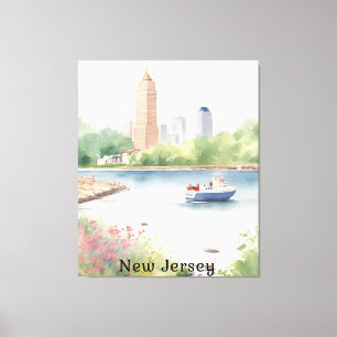 Mooie New Jersey Waterverf Art Canvas Afdruk