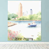 Mooie New Jersey Waterverf Art Canvas Afdruk (Insitu (Houten vloer))