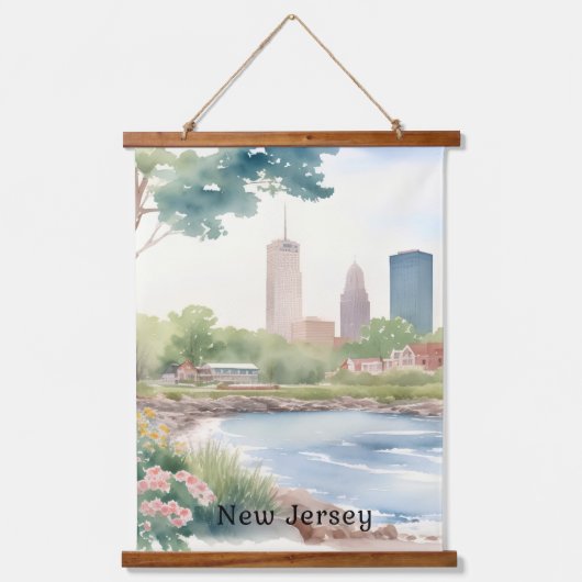 Mooie  New Jersey Waterverf Art Hangend Wandkleed (Voorkant)