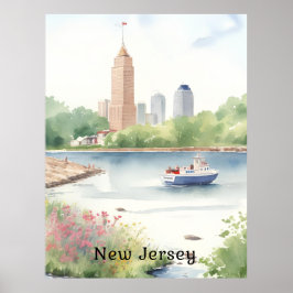 Mooie New Jersey Waterverf Art Poster