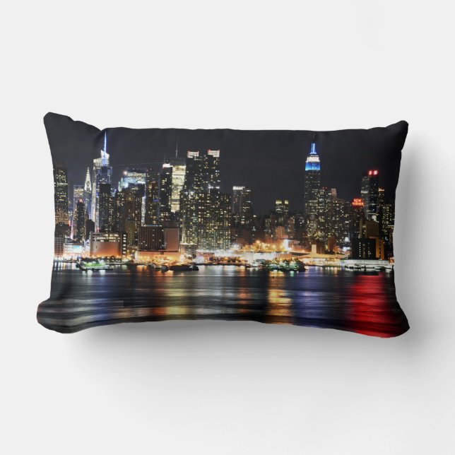 Mooie New York Night Lights reflecterend riviertje Kussen (Voorkant)