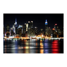 Mooie New York Night Lights reflecterend riviertje
