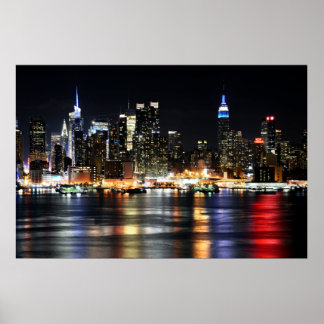 Mooie New York Night Lights reflecterend riviertje Poster