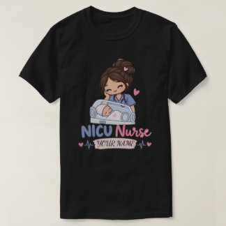 Mooie NICU-verpleegster Baby Naam Design T-shirt