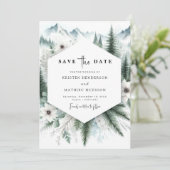 Mooie niet-foto berg bruiloft save the date (Staand voorkant)