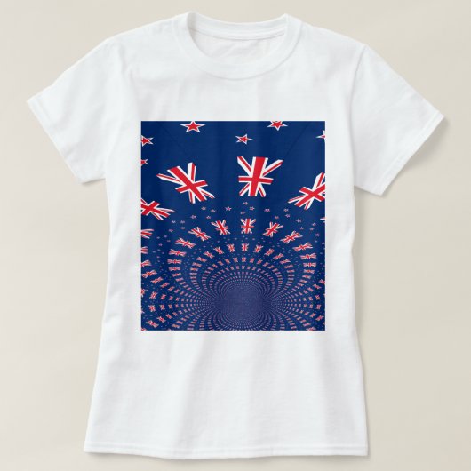 Mooie Nieuw-Zeelandse vlag Art Print Design T-shirt (Design voorkant)