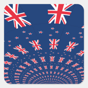 Mooie Nieuw-Zeelandse vlag Art Print Design Vierkante Sticker