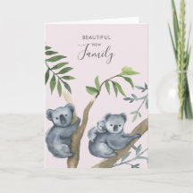 Mooie Nieuwe Familie Waterverf Koala Kaart