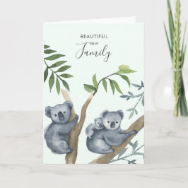 Mooie Nieuwe Familie Waterverf Koala Kaart