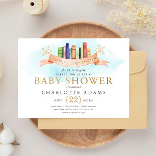 Mooie Nieuwe Hoofdstuk Boeken Baby Shower Uitnodig Kaart