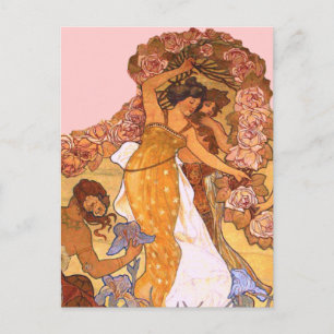 Mooie nieuwe kunstmeisjes met Rozen Briefkaart