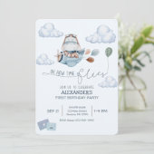 Mooie Nijlpaard, Vliegtuig & Wolken, Blauwe Eerste Kaart (Staand voorkant)