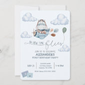 Mooie Nijlpaard, Vliegtuig & Wolken, Blauwe Eerste Kaart (Voorkant)