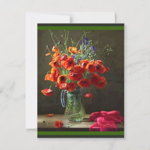 Mooie, nog steeds mooie Pitcher van Rode Bloemen Briefkaart