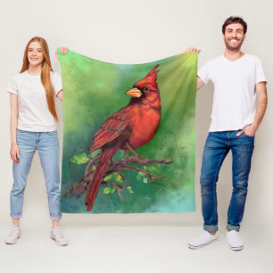 Mooie noordelijke rode kardinaal vogelschilder fleece deken