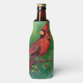 Mooie noordelijke rode kardinaal vogelschilder flesjeskoeler (Fles Voorkant)