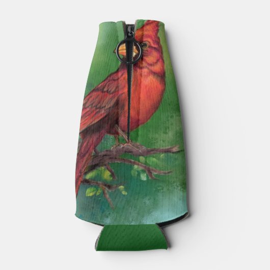 Mooie noordelijke rode kardinaal vogelschilder flesjeskoeler (Achterkant)
