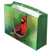 Mooie noordelijke rode kardinaal vogelschilder  groot cadeauzakje (Achterkant Gekanteld)