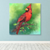 Mooie noordelijke rode kardinale vogelschilderkuns canvas afdruk (Insitu (Houten vloer))