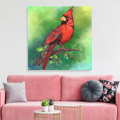 Mooie noordelijke rode kardinale vogelschilderkuns canvas afdruk (Insitu (Woonkamer))