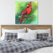 Mooie noordelijke rode kardinale vogelschilderkuns canvas afdruk (Insitu (Slaapkamer))