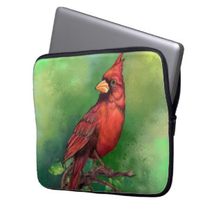Mooie noordelijke rode kardinale vogelschilderkuns laptop sleeve
