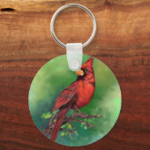 Mooie noordelijke rode kardinale vogelschilderkuns sleutelhanger (Voorkant)