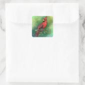 Mooie noordelijke rode kardinale vogelschilderkuns vierkante sticker (Tas)