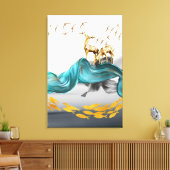 Mooie Noordse Abstracte Golden Deer Canvas Afdruk (Insitu (Woonkamer))