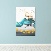 Mooie Noordse Abstracte Golden Deer Canvas Afdruk (Insitu (Houten vloer))