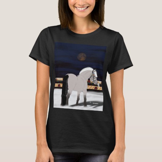 Mooie Noorse Fjord-paarden in sneeuw T-shirt (Voorkant)
