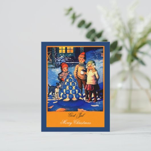 Mooie Noorse Kinderen met ongewoon kerstfeest Briefkaart (Staand voorkant)