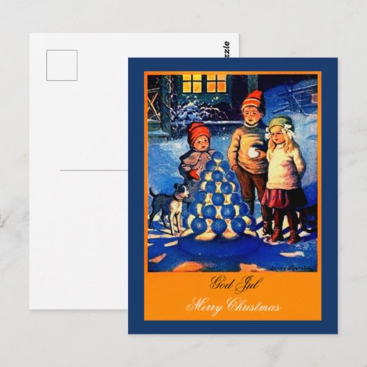 Mooie Noorse Kinderen met ongewoon kerstfeest Briefkaart (Voorkant / Achterkant)