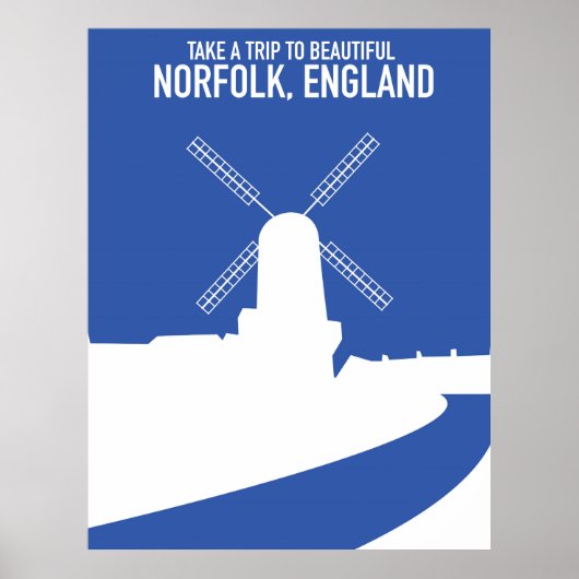 Mooie Norfolk-windmolen retro-reisposter Poster (Voorkant)