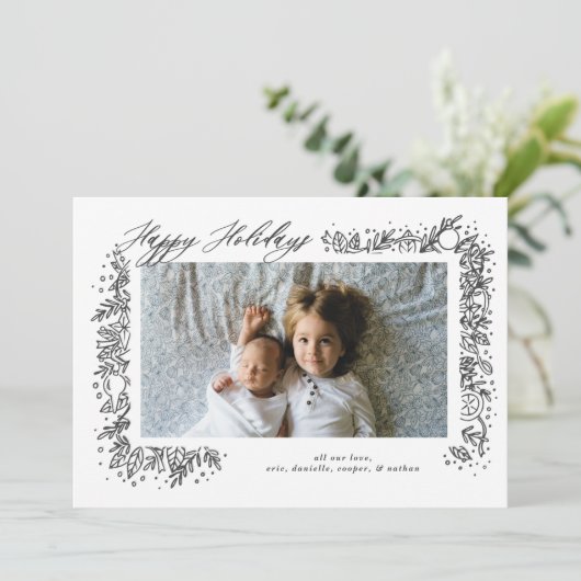 Mooie Nostalgische Sierlijke Slinger Feestdag Feestdagenkaart (Staand voorkant)