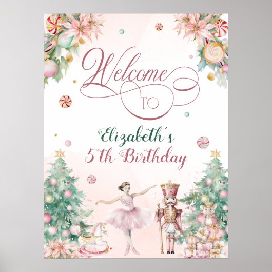 Mooie Notenkraker Meisjes Verjaardagsfeest Welkom Poster (Voorkant)