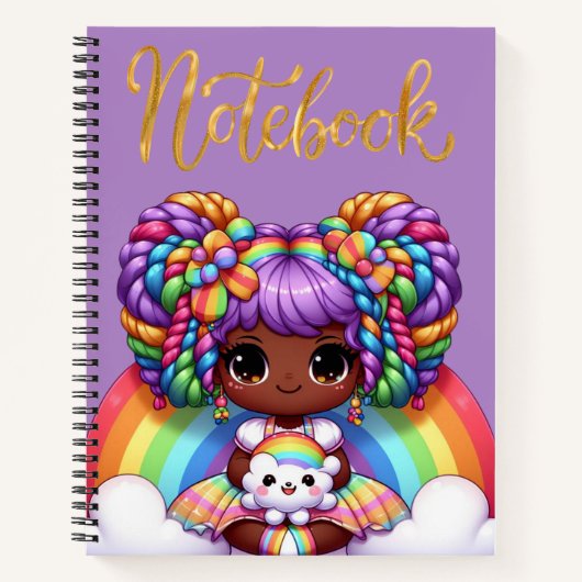 Mooie notitieboek/ Schattig regenboog chibi-meisje Notitieboek (Voorkant)